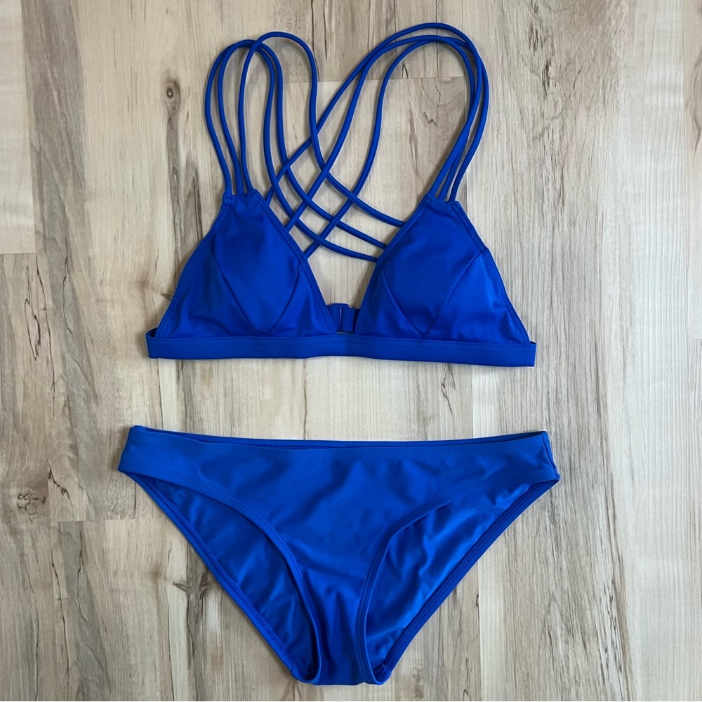 AERIE Blue Bikini Strappy Back Swimsuit